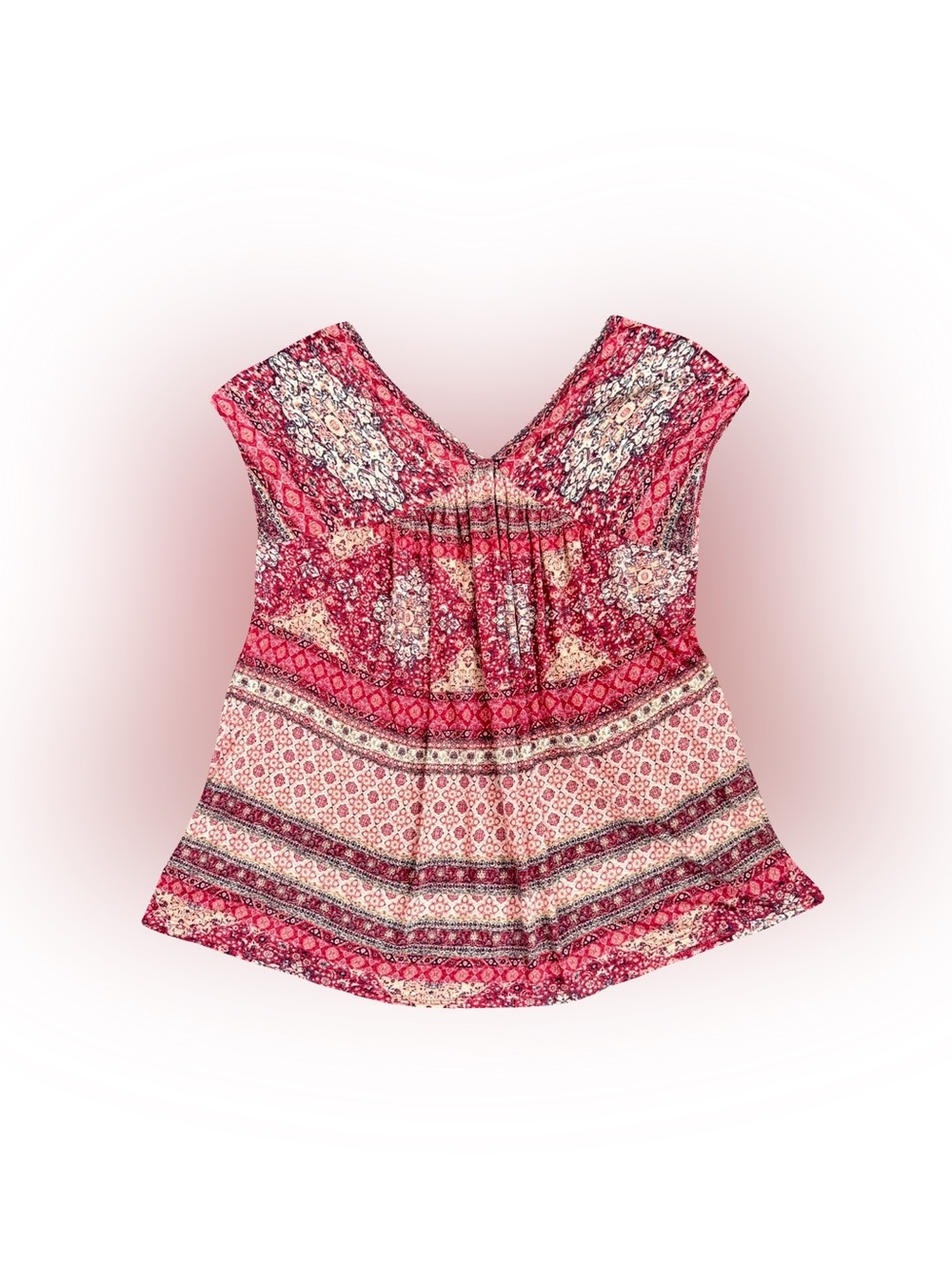 NWOT LUCKY BRAND RED PAISLEY PRINT SHORT-SLEEVE TOP // SIZE SMALL 🍓